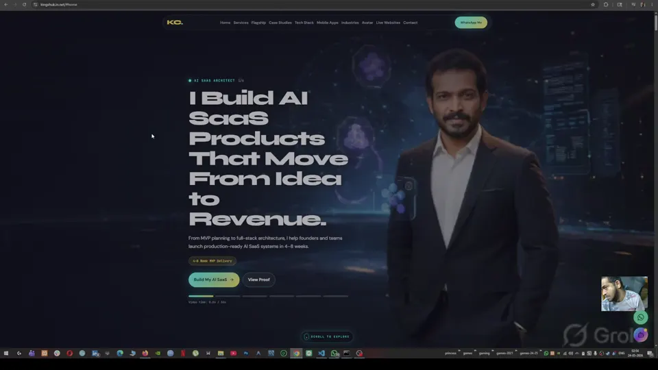 Frame from Kingshuk's "AI SaaS Website Walkthrough" video